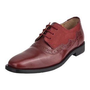 Amy Burgundy Leather/Suede Oxford Style Kids Dress Shoes